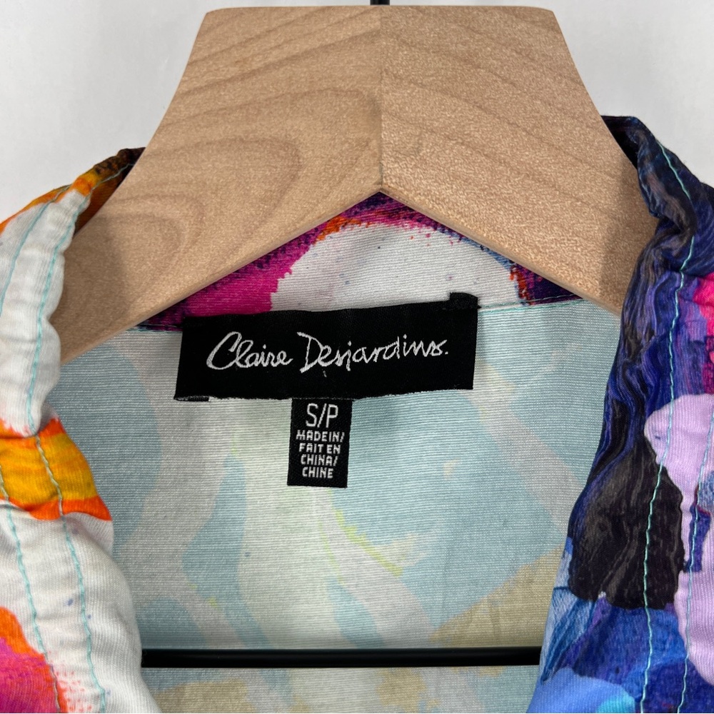 Claire Desjardins Colorful Abstract Sleeveless Button Front Tunic Lagenlook - Picture 2 of 16